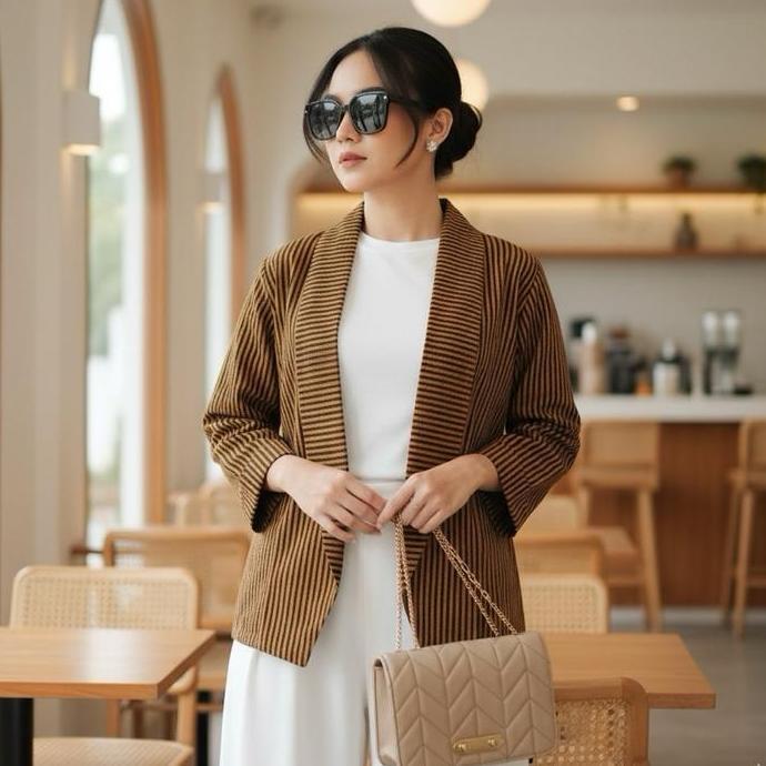 PREMIUM Shanaya Baju Batik Wanita Blazer Lurik Atbm Kinanti outer Lurik Original Tradisional Cantik 