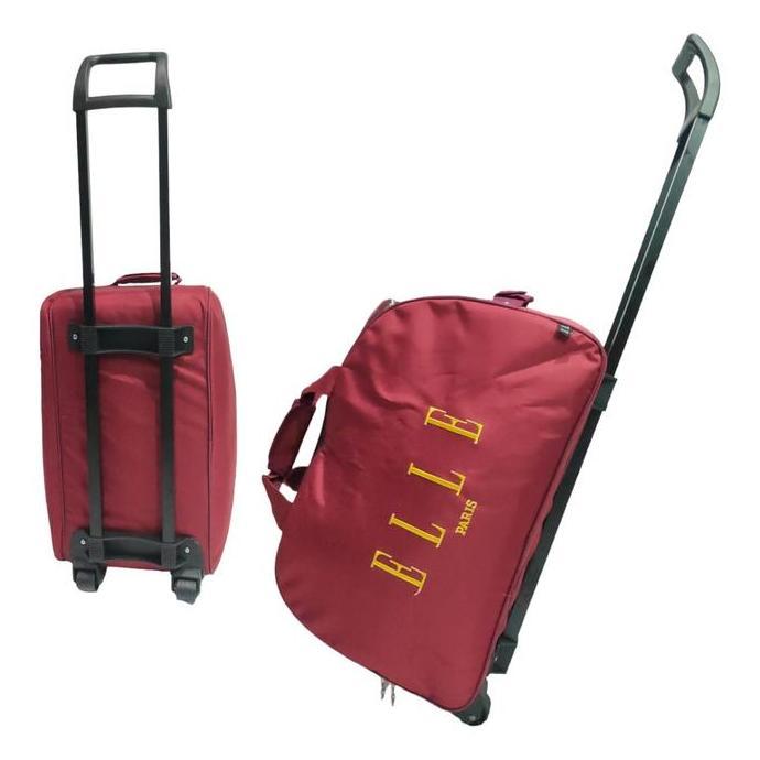 NEW TAS PAKAIAN TROLLY ELLE / TROLLY TRAVEL BAG ELLE MARUN ORI