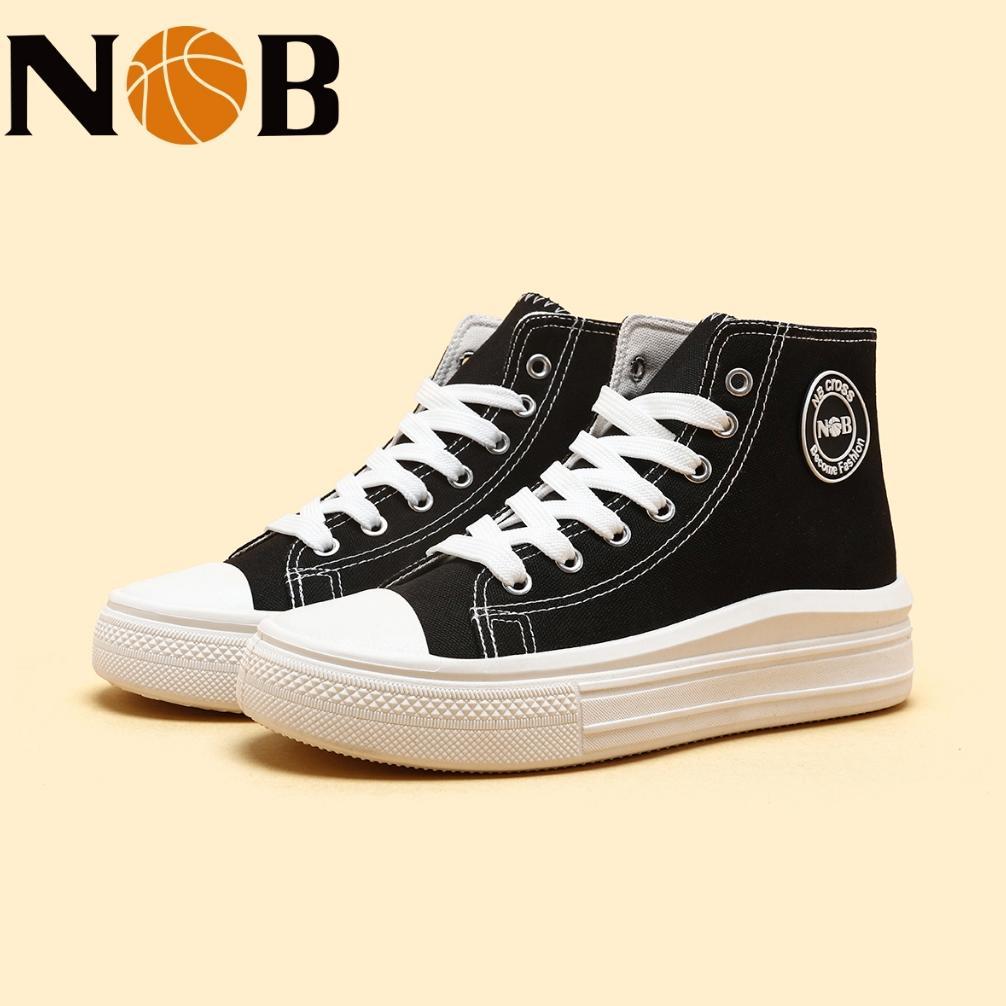 NOB | Sepatu Wanita | Sepatu Sneakers Sport Kasual | Shoes | Sepatu Sekolah Hitam Polos