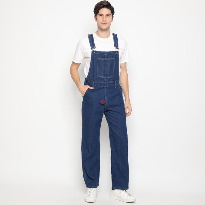 Straight Reguler Fit Jumpsuit Overall Wearpack Celana Panjang Pria Jeans Adjustable