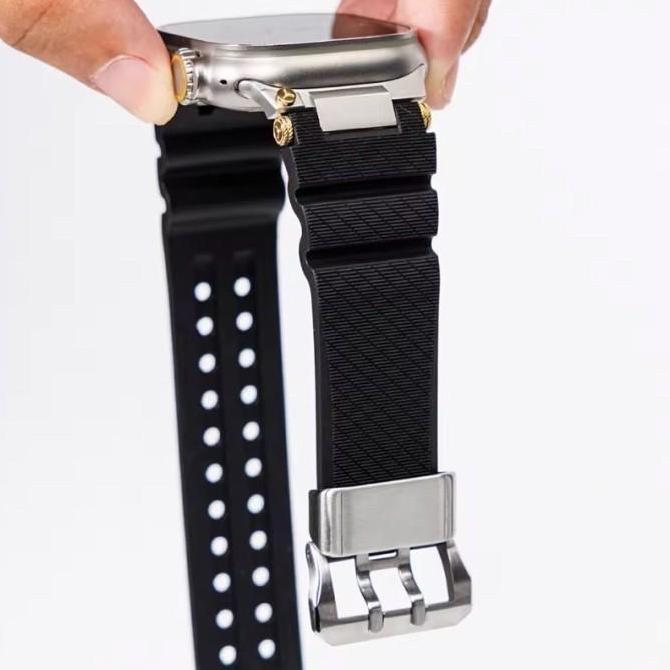 Strap Silicone rubber sport cocok untuk jam tangan Apple watch 10 46mm 9 45mm 8 7 6 5 44mm 3 SE iwat
