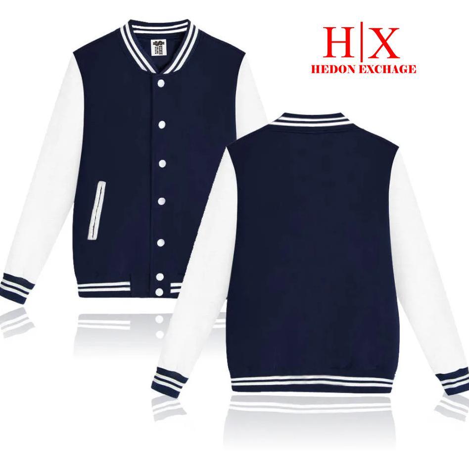OFFICIAL HEDON STATE JACKET VARSITY BASEBALL KANCING POLOS PINK PUTIH PRIA WANITA UNISEX KEKINIAN