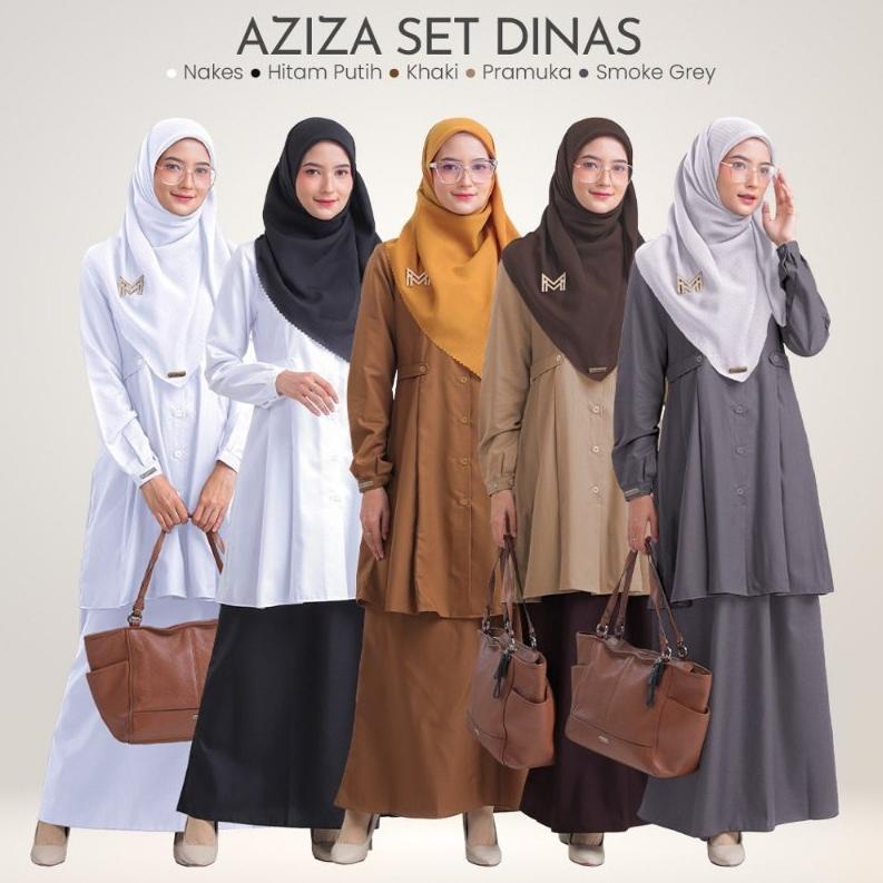 Grade Ori One Set Dinas, Aziza Set Tunik, Dinas Pdh Khaki, Baju Kerja, Tunik Rok, Seragam Pdh Pns Wa
