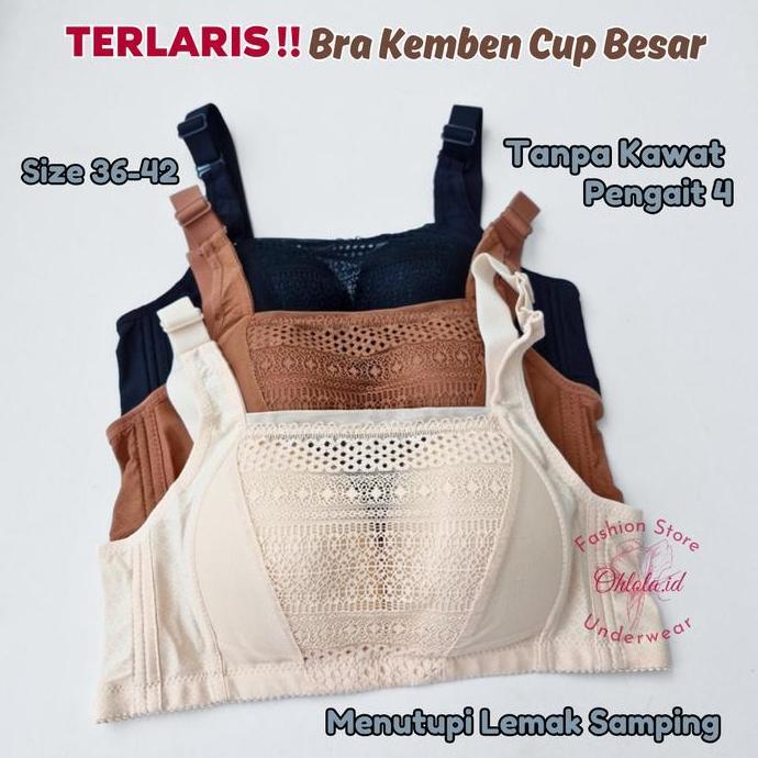 (2-3 Pcs) Bra Kemben Tiana Teli Twinerry Hanabra Toyazi 701 Kait 4 Cup Besar Bh Wanita Dewasa Tanpa 