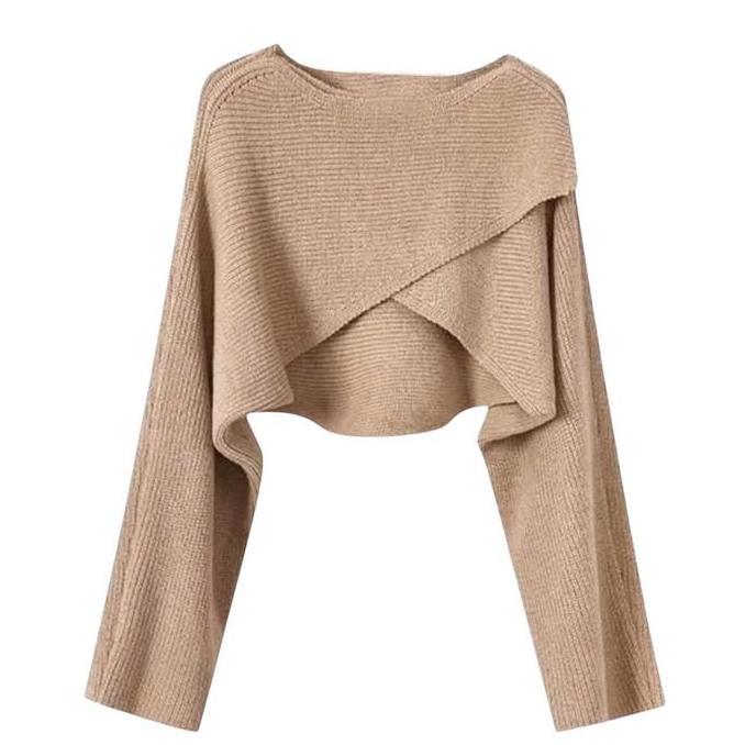 HEMAT LUAR BIASA Atasan Rajut Shea Knite Sweater Crop rajut untuk Wanita Baju HEMAT LUAR BIASA