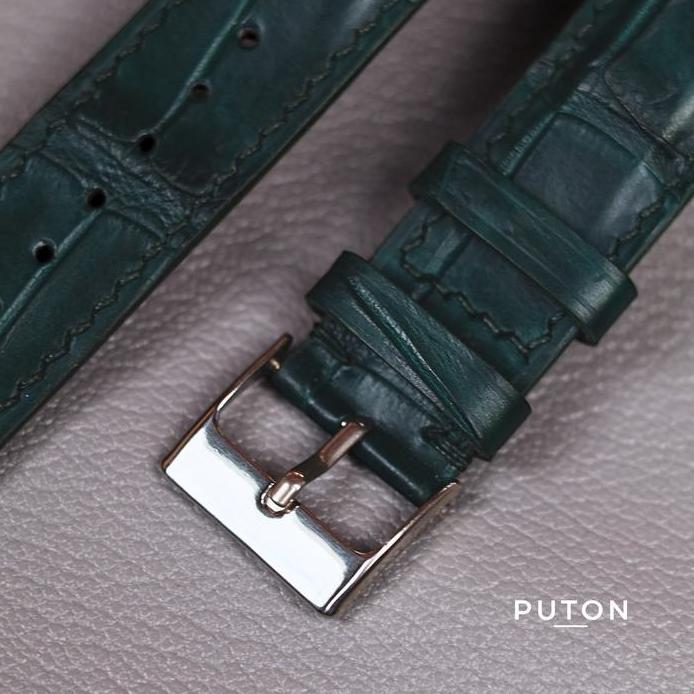 Custom Crocodile Leather Watch Strap - Dark Green
