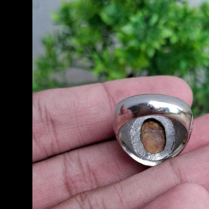 Natural Pirus Persia Origin Iran Warna Hijau Ceplok Kura Serat Emas Ring Alpaka Super Model Tanam
