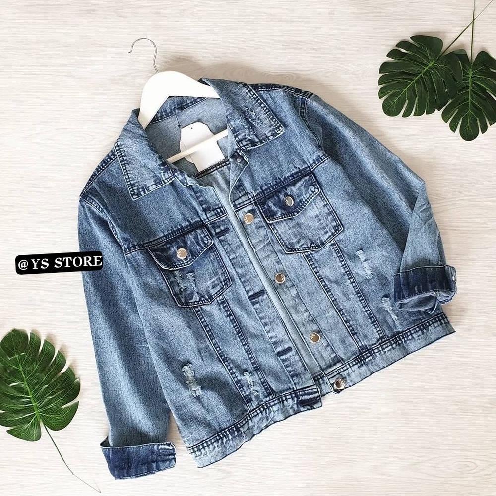 ORIGINAL JAKET DENIM WANITA SOBEK - JAKET JUMBO MODEL SOBEK TERBARU - JAKET DENIM IMPORT