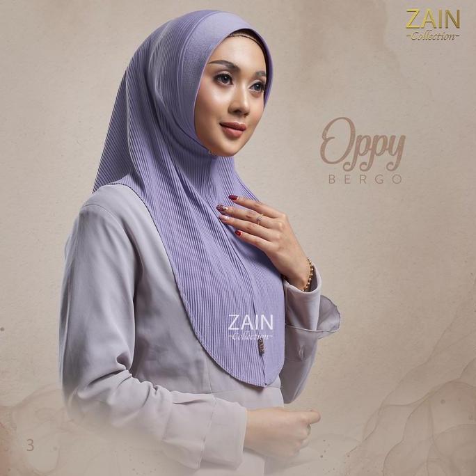 ZAIN - Hijab OPPY Plisket Kerudung Bergo Oval Jilbab Instan Oval Ped Soft anti timber  Nyaman di Pak