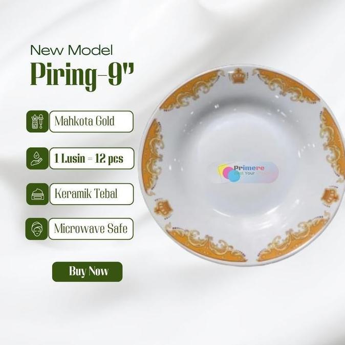 Piring Keramik Aesthetic Set 1 Lusin dan 1/2 Lusin Ukuran 9 Inch Packing Kayu