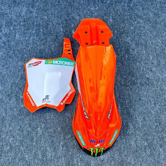 Spakbor Depan Dan Papan Nomor Kx 250 New Dan Striping Original Dan Terpercaya