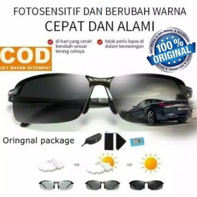 Kacamata Polarized Photochromic Pria Wanita / Kacamata Anti Silau Siang Malam Polarized Photochromic
