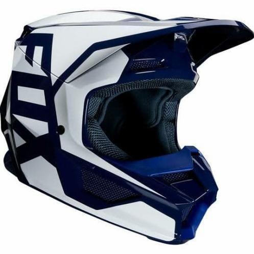 Helm Fox V1 Prix Ece Navy White Anak/Youth Helm Cross Anak Fox Original Dan Terpercaya