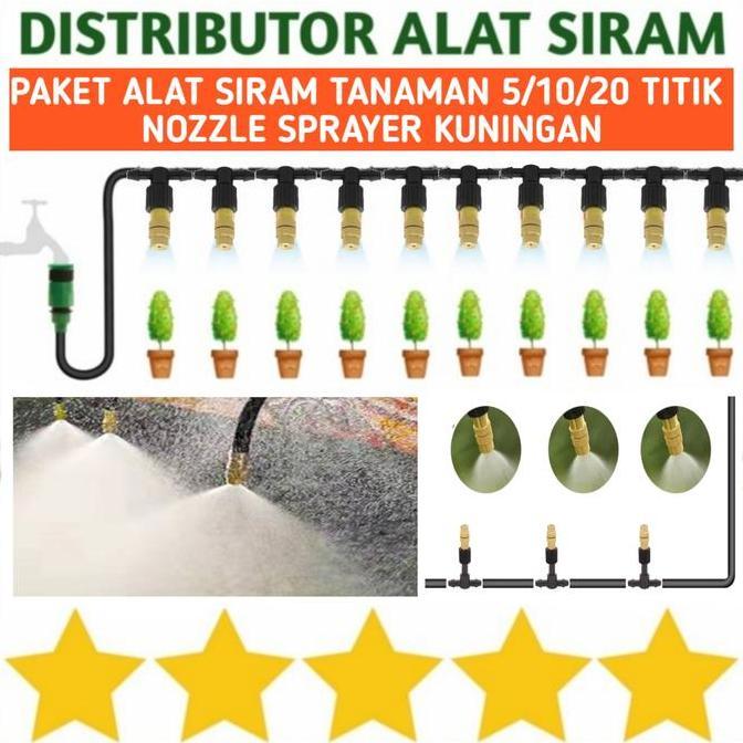 PAKET ALAT SIRAM TANAMAN SPRINKLER SPUYER KUNINGAN MIST NOZZLE SPRAYER