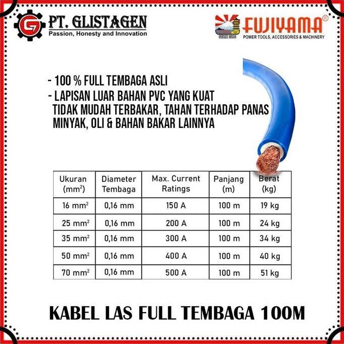 Grosir Kabel Las Tembaga Welding Cable Mesin Las Fujiyama 50Mm 100 Meter
