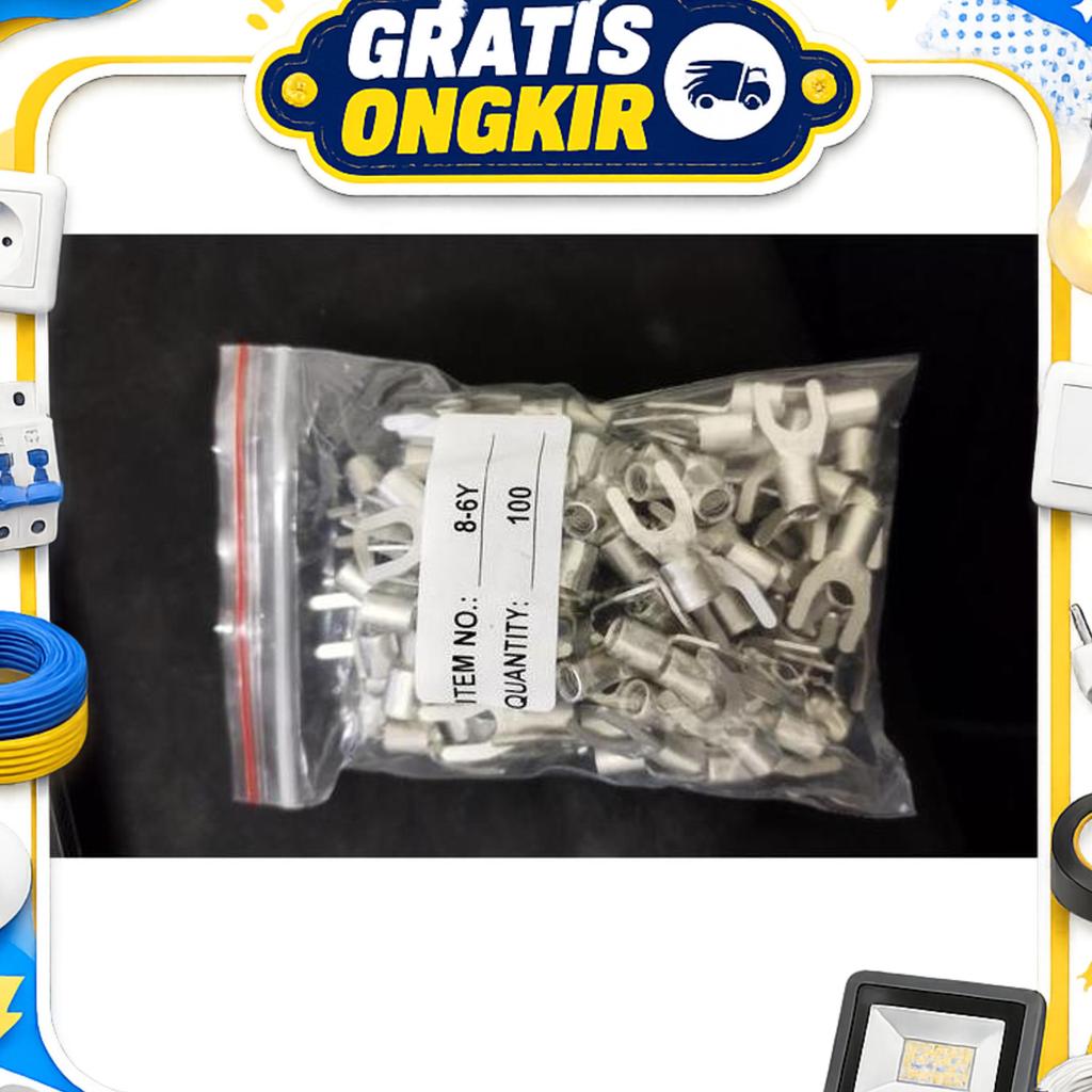 Skun Y / Skun Garpu 10Mm 8-6 Isi 100 Pcs