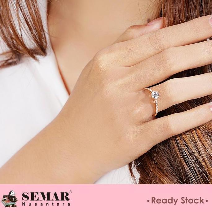 Topatop567 - Cincin Emas List Ring Solitaire Batu Putih 10K Semar Nusantara