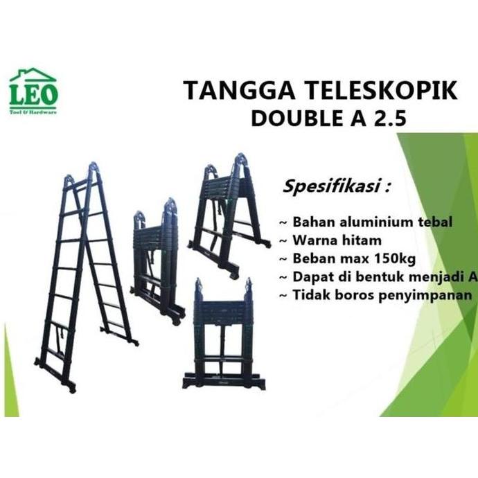 ROBI.SHOP - TANGGA DOUBLE A TELESKOPIK TELESCOPIC 2,5 X 2,5 5 M LADDER ONAT