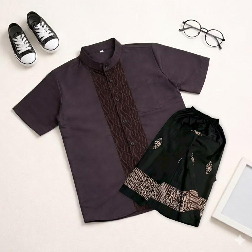 murah koko anak sultan premium set celana sarung batik - baju koko kurta anak laki laki elegant warn