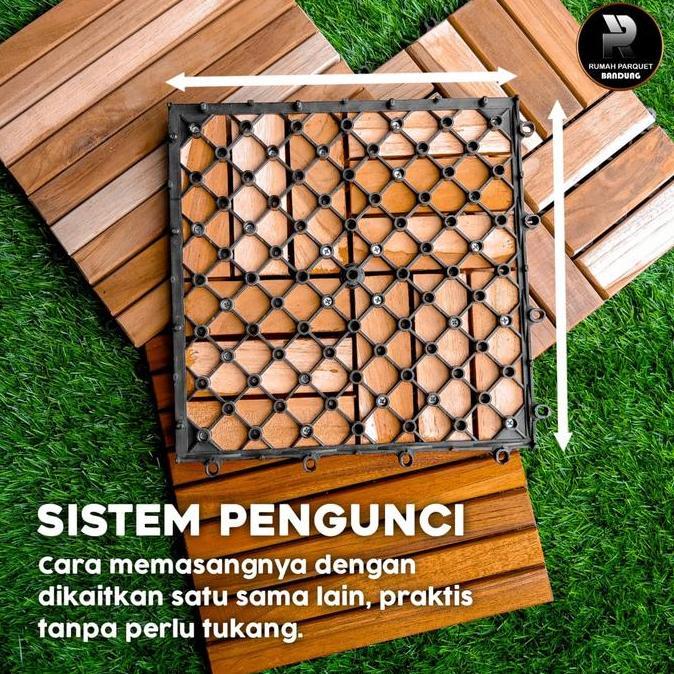 Place- Lantai Kayu Parket Decking Tile Jati Taman Kebun