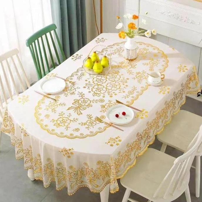 Taplak Meja Makan PVC Tablecloth Oval Tahan Air, Tahan lama, Berkualitas, High Quality