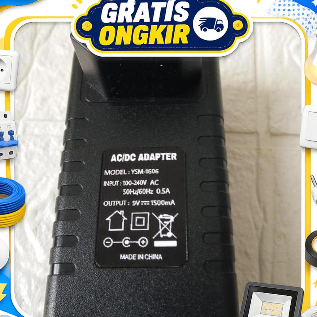 Ac Adaptor Model Ysm-1606 Dc 9V 1500Ma Jack Dc 5.5Mm X 2.1- 2.5Mm