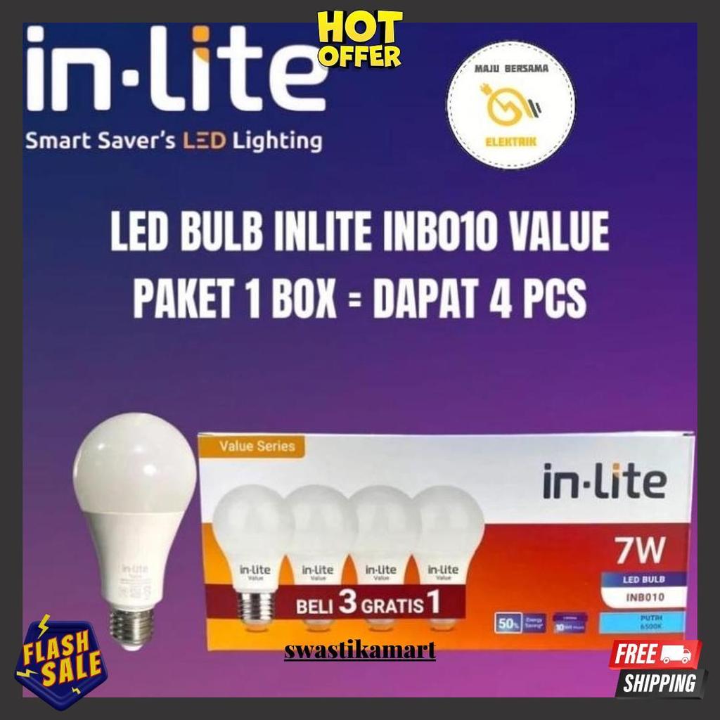 Lampu Led Inlite  3 Gratis 1 / Bohlam Inlite  Led 3 Free 1 / In Lite Paket Beli 3 + 1/ 5Watt / 7Watt