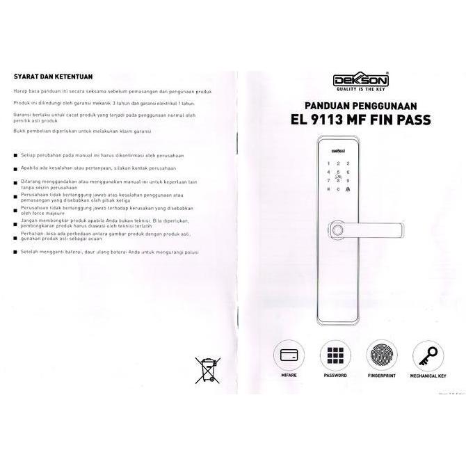 ELECTRONIC LOCK DEKKSON EL 9112 MF FIN PASS DEKKSON Digital Lock