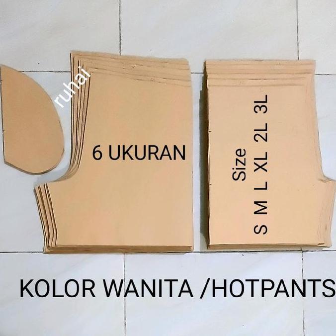 DB98 >> Pola KOLOR WANITA DEWASA / HOTPANTS satu set isi 6 ukuran Size S M L XL 2L 3L Celana Pendek