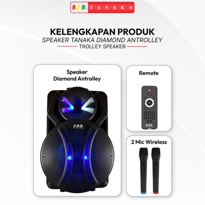 Grosir Tanaka Diamond Antrolley Speaker 8/12/15/18 Inch Portable Bluetooth Indoor Outdoor Karaoke Wi