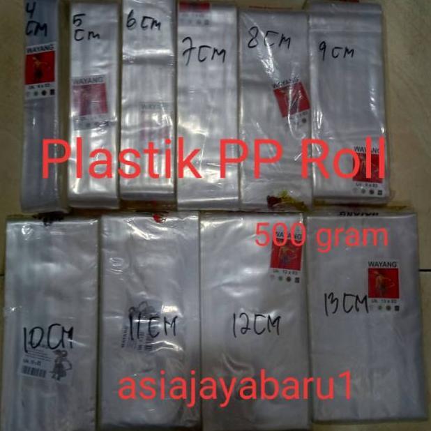 Plastik PP roll Wayang & Tari Bali uk 4cm Sampai uk 15 cm - Plastik bening panjang  @500 gram/pack