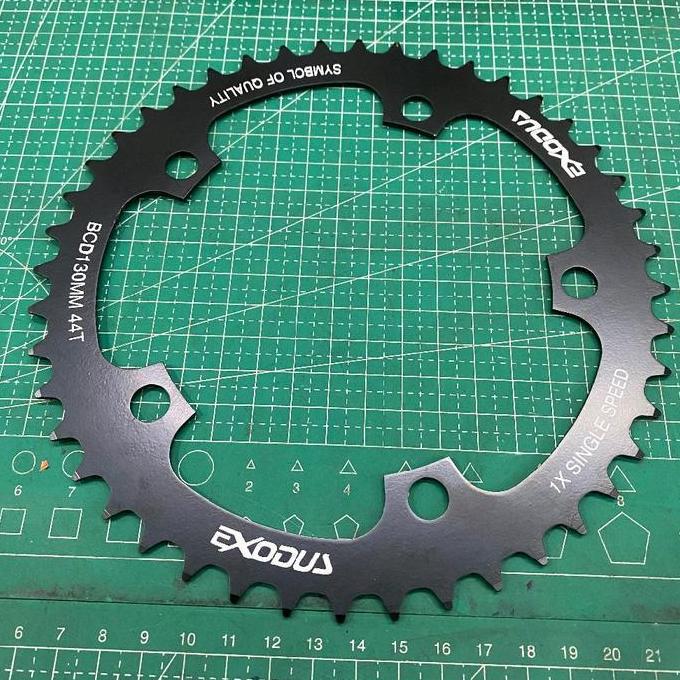 Chainring Single Speed 44T 46T 48T Exodus BCD 130 Fixie Chain Ring Hitam Sepeda MTB Folding Fixie 44