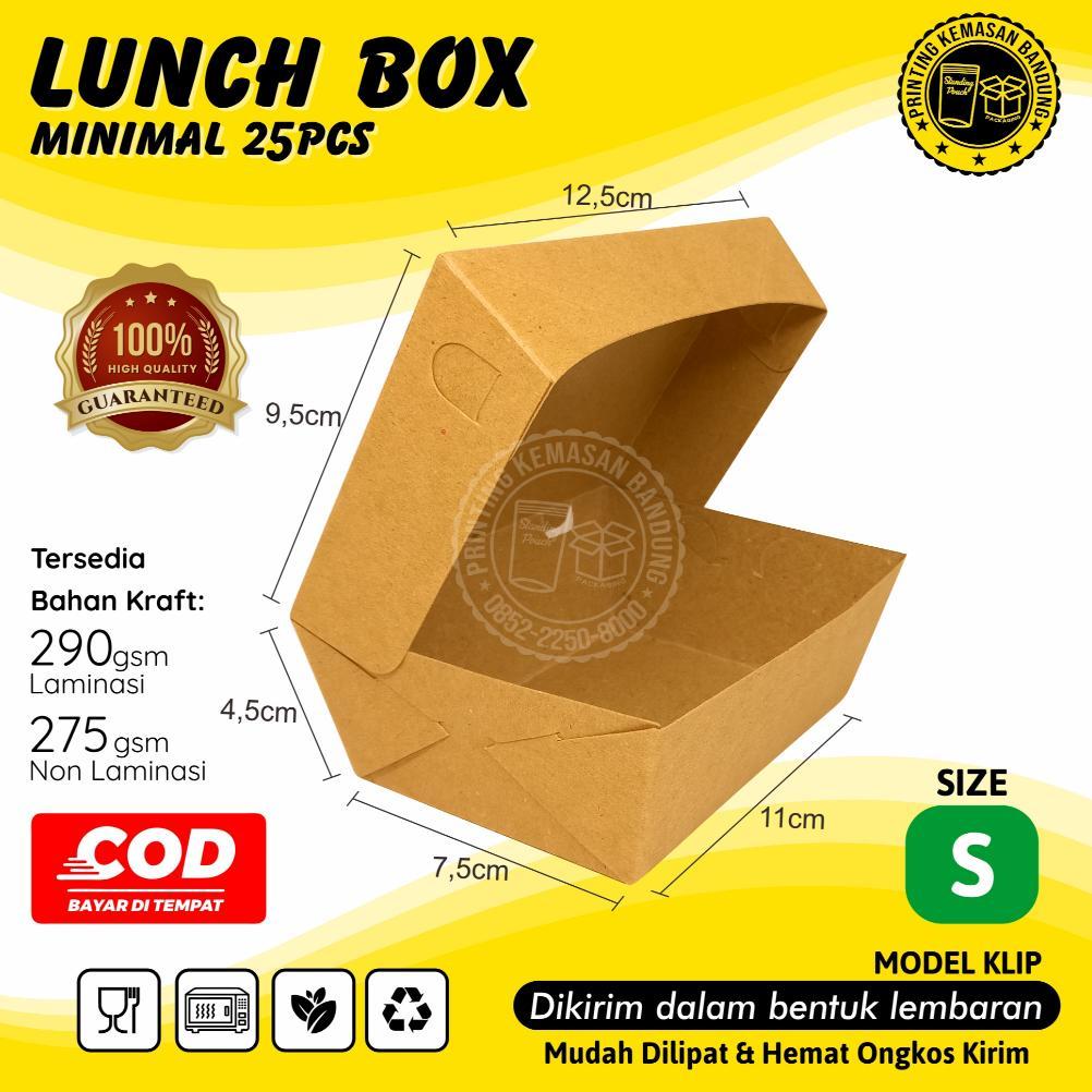 cuci gudang lunch box size s kotak makan kertas paper box kraft dus makanan dimsum takoyaki snack gr