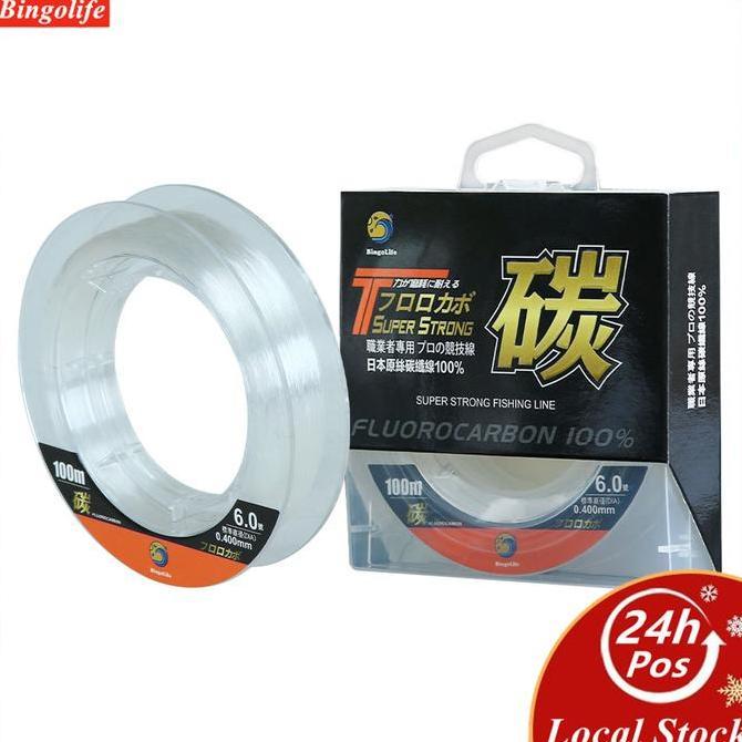 Bingolife Jepang Fluorocarbon Senar Tali Pancing Fishingline 7~42LB Kawat Serat Karbon Fishing Line 