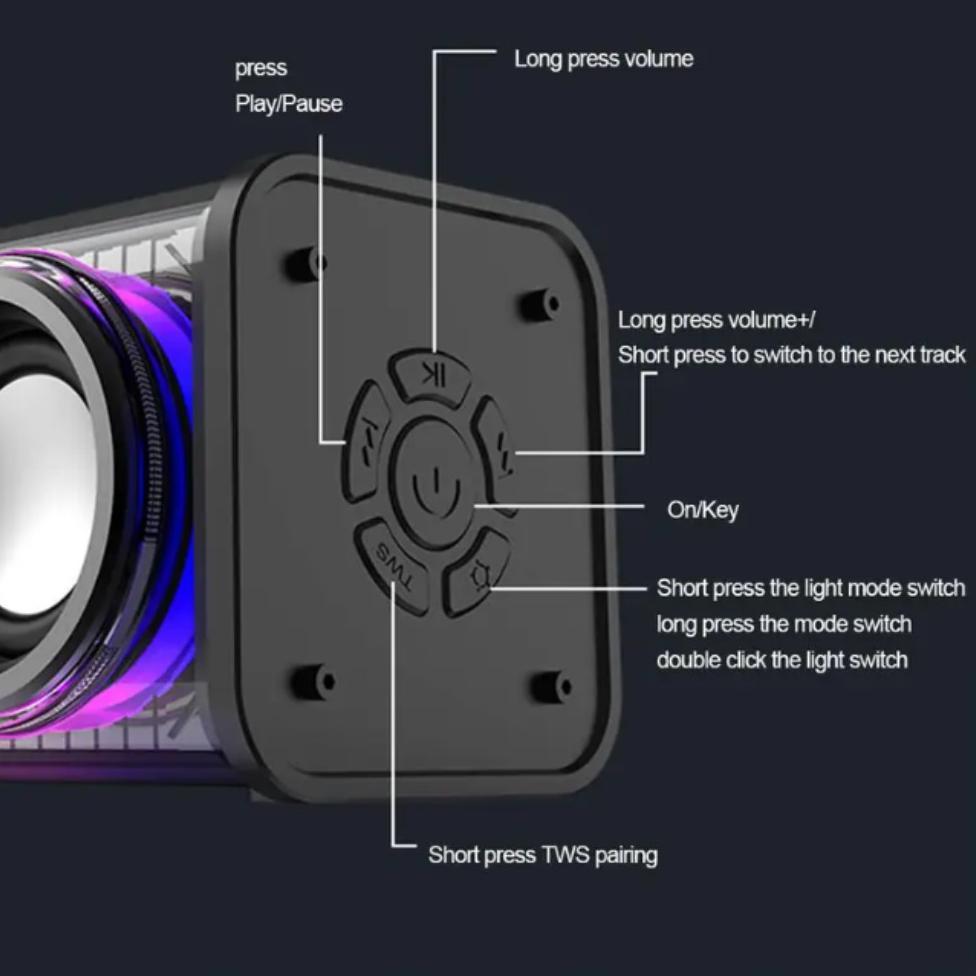 NEW DEALS PORTABLE V8 BOOMBOX WIRELESS STEREO SURROUND BLUETOOTH SPEAKERS SOUNDBAR TWS RGB LIGHTS HE