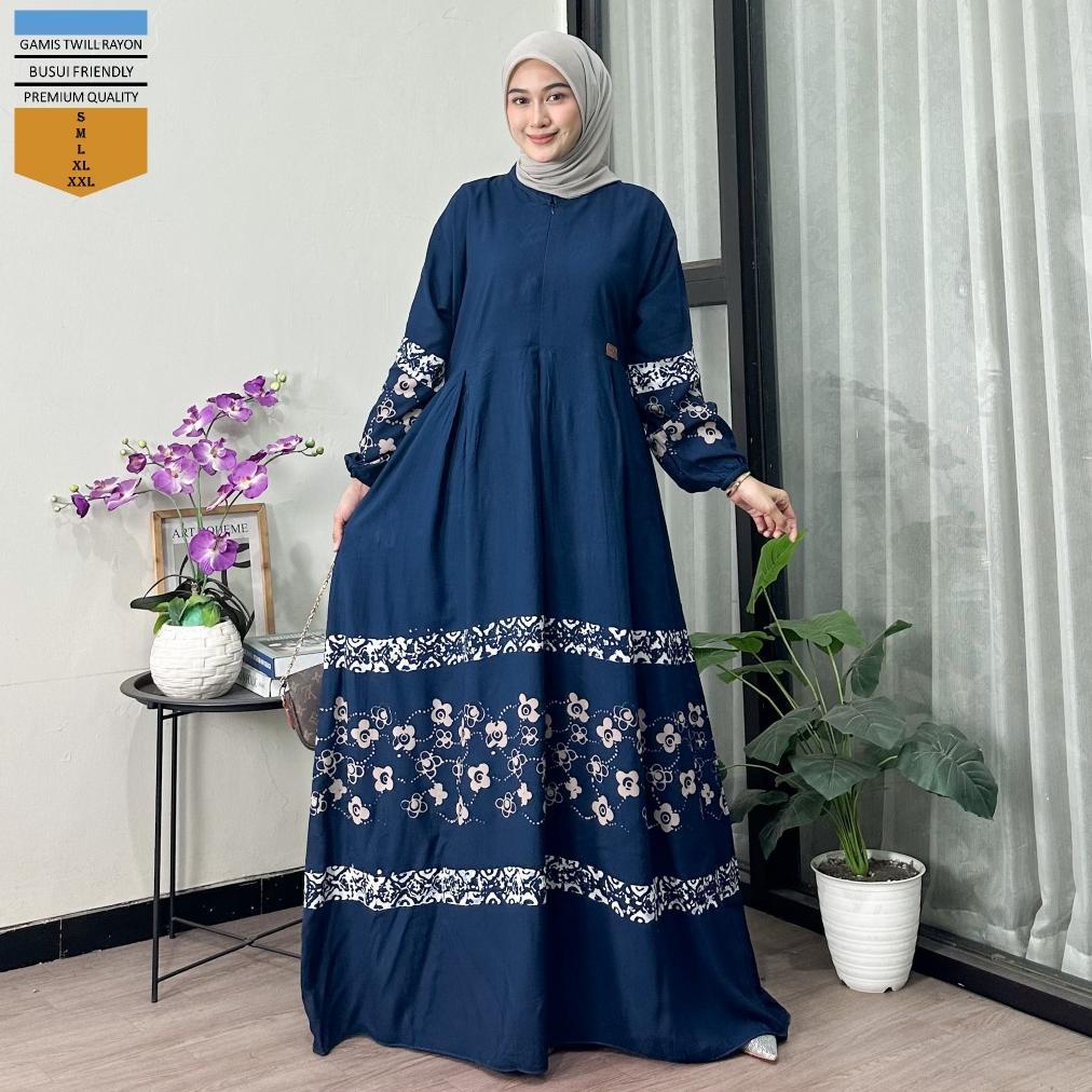 Grosir Kagem Gamis Batik Gamis Twill Rayon Premium Pekalongan Busui Size S M L Xl Xxl