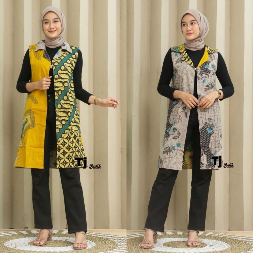 Terbaru Blazer Outer Batik Wanita Cardingan Bahan Katun Bolak Balik