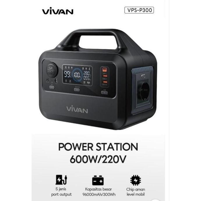 VIVAN POWER STATION VPS-P300 POWER STATION ENERGY STORAGE 96000 mah 600watt 220volt portable penyimp