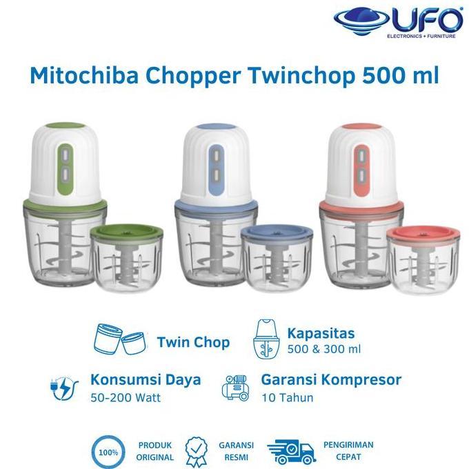 Chopper Mitochiba 500 ml & 300 ml CH60 Series 2 Mode Kecepatan 18.000-20.000 RPM Motor Tembaga Power