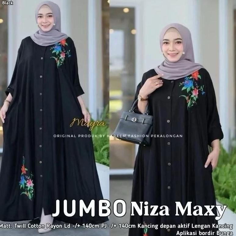 Grosir Kareem - Gamis Katun Rayon Bordir Ld 110 Sampai 140Cm  / Gamis Jumbo Rayon Twill