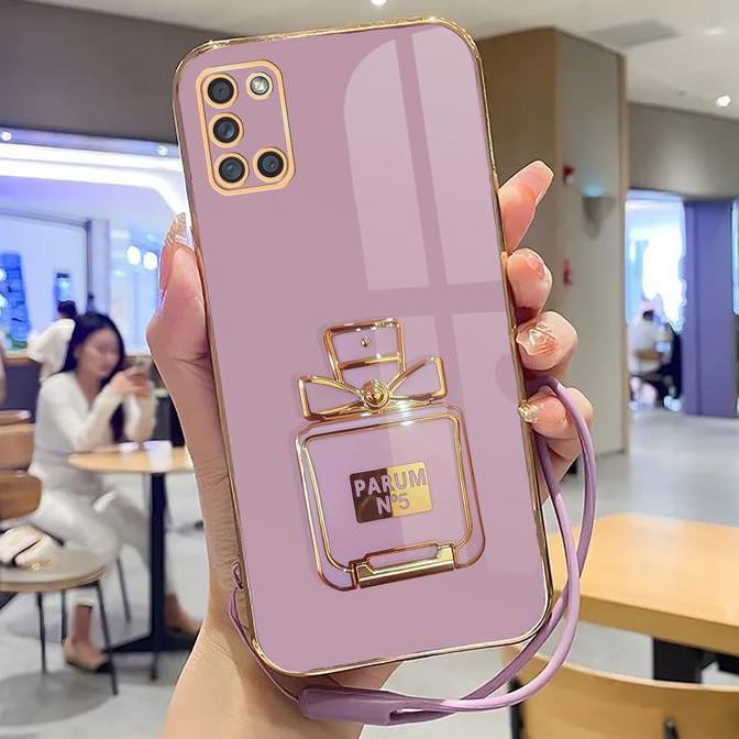 SOFTCASE FOR SAMSUNG A31 CASE LUXURY PLATING DENGAN STAND HOLDER MEWAH SILIKON CASING READY