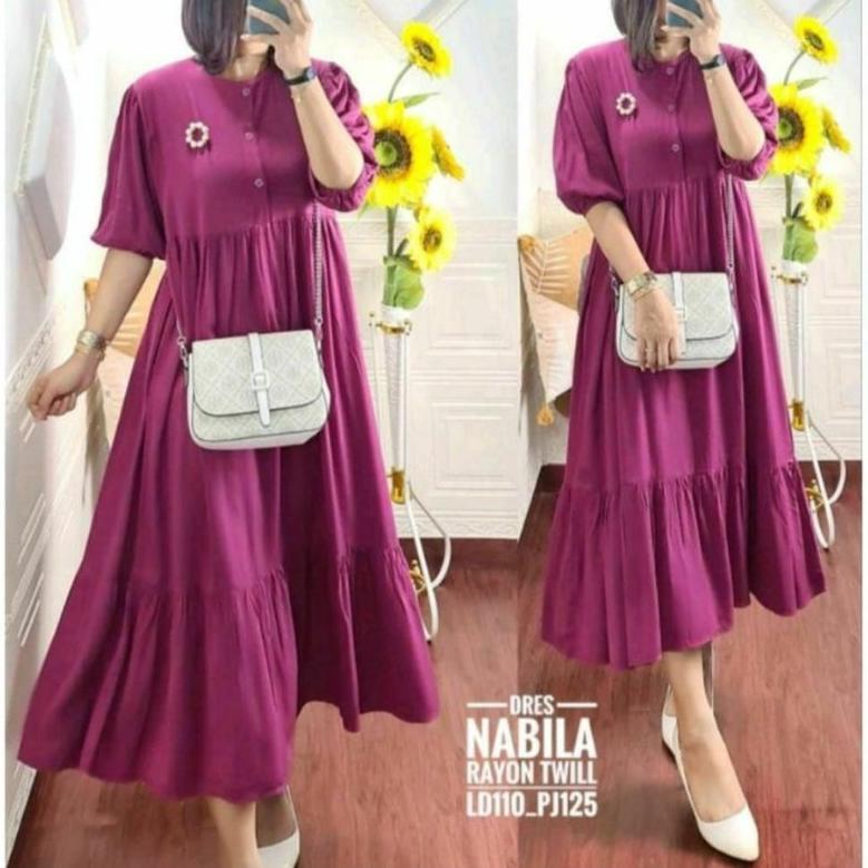 Unik Midi Dress Polos Jumbo Kekinian/Dress Nagita/Midi Jumbo Polos Busui Ld 120/Homedress Busui