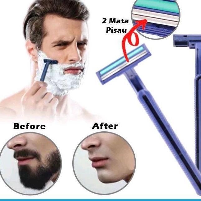 1 Lusin 24 Pcs Goliath Pisau Cukur 2 Mata | Pisau Cukur Kumis | Cukur Jenggot Pria | Voxy Goliath