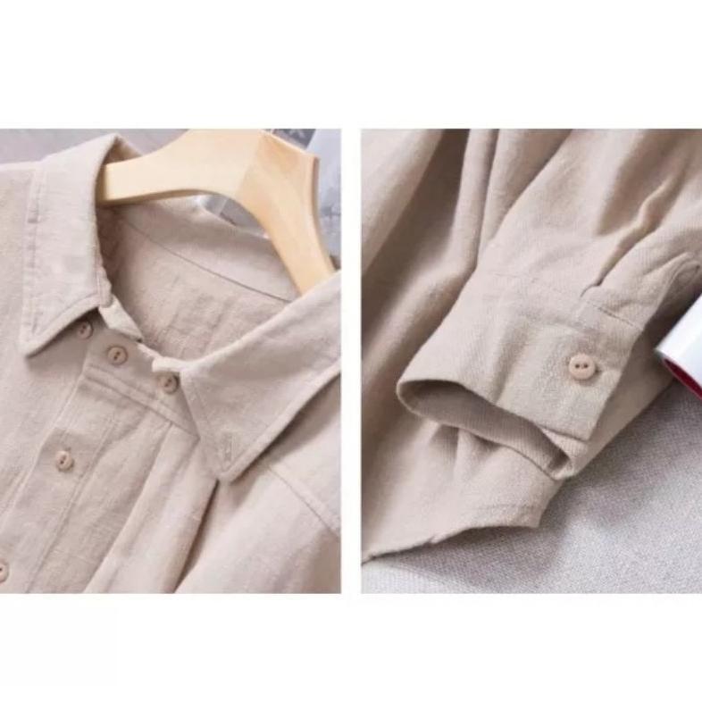 Murah !!! Baju Atasan Wanita Terbaru Blus Korea Kerja Kantor Bahan Linen