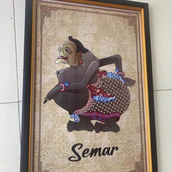 Hiasan Dinding Lukisan Cetak Plus Bingkai Semar Pewayangan Gantungan
