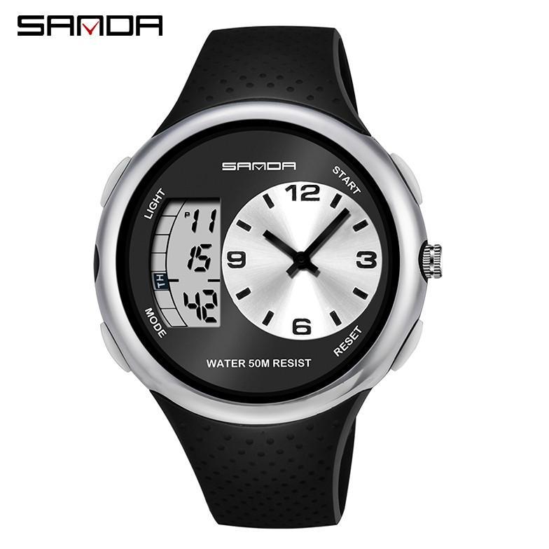 recommended sanda 763 jam tangan pria digital analog tali rubber chronograph anti air