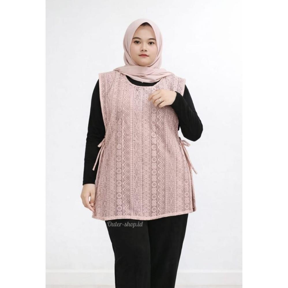 vest brokat jumbo LD 130 rompi kerja wanita outer brokat tali samping