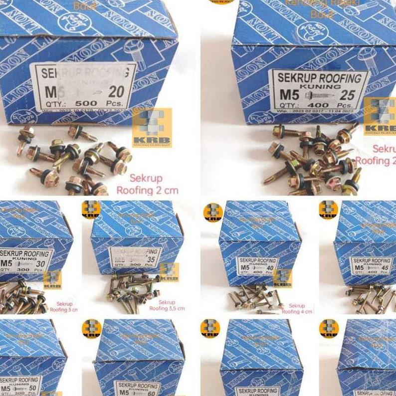 Sekrup Roofing 4 Cm; 4,5 Cm; 5 Cm; 6 Cm; 7 Cm; 10 Cm Merk Moon Lion- (Per Dos)