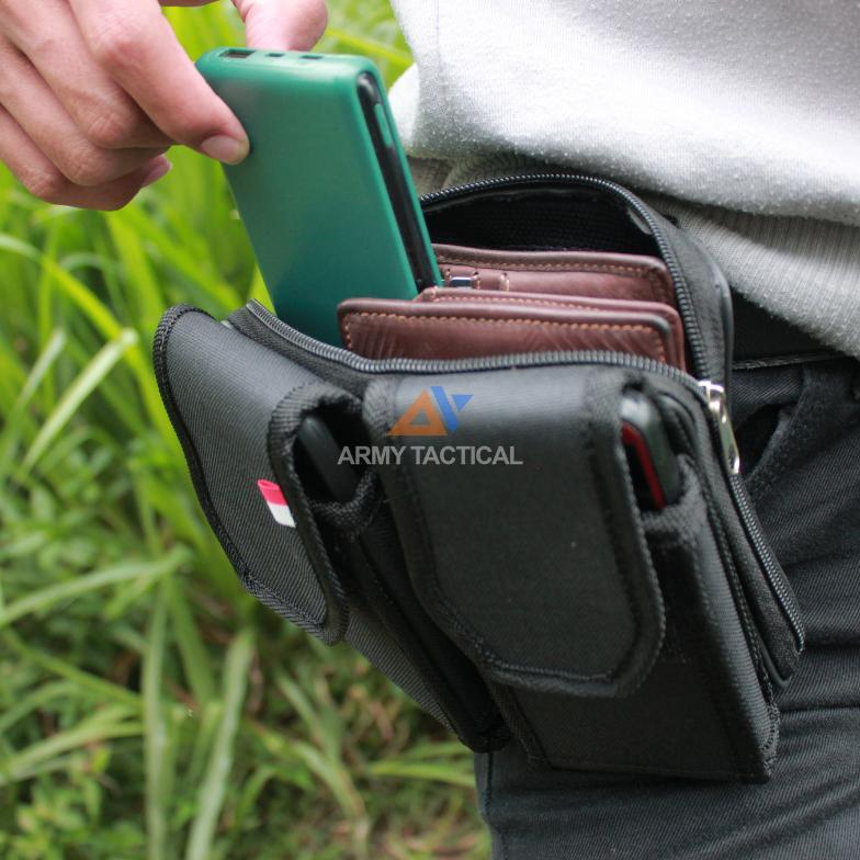 TERBARU Tempat HP Pinggang KANVAS Pria Tas Dompet Handphone Cowok Resliting Pouch Hp Pria Tempat Mag