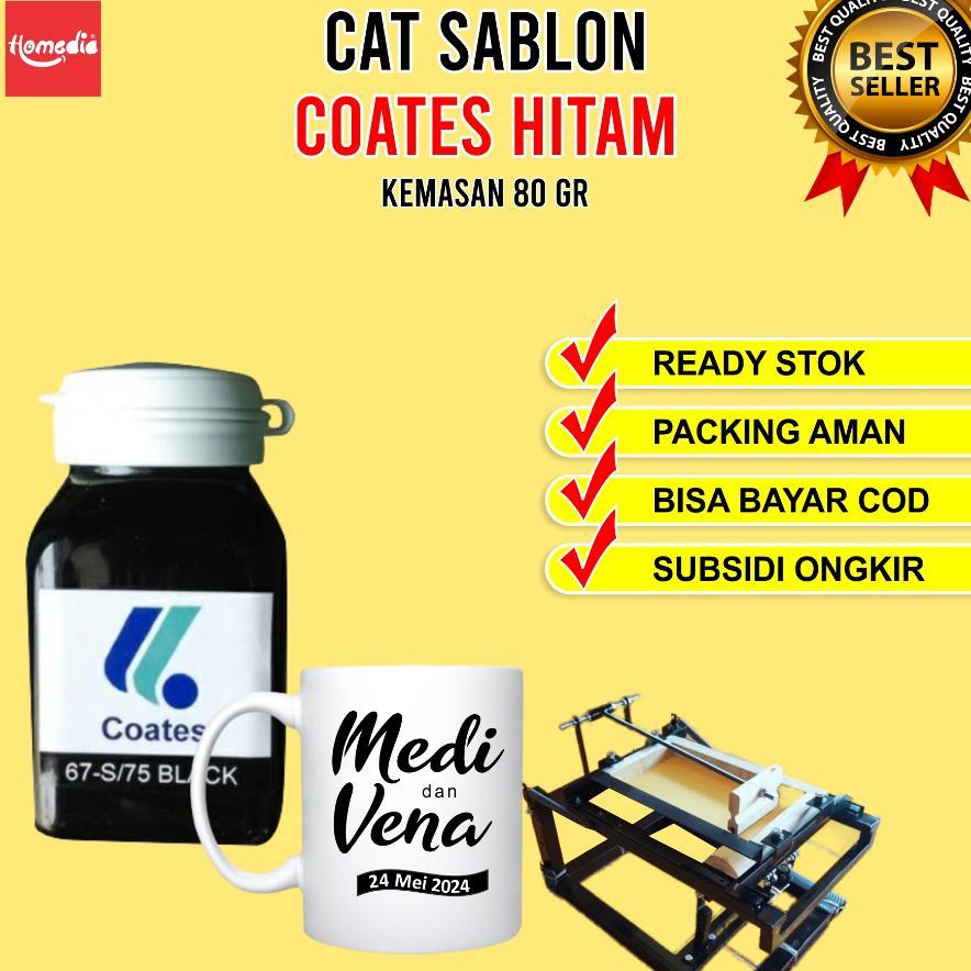 Cat Sablon Gelas Coates Hitam Tinta Sablon Gelas Coates 80 Gr